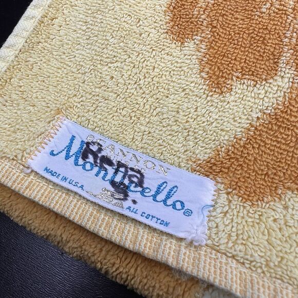 Cannon Monticello Vintage Orange Yellow Floral Towel And Two Wash Cloth Set - Picture 3 of 9
